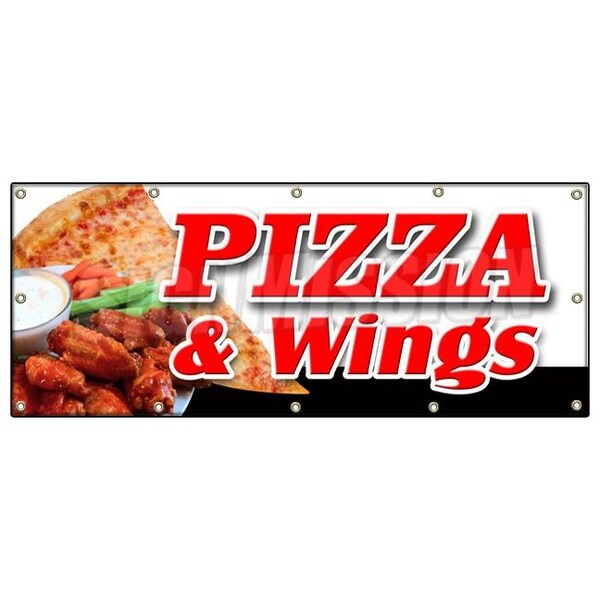 PIZZA & WINGS BANNER SIGN brick oven new york chicago italian spicy